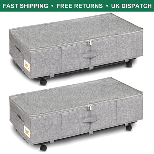 Stylish grey under bed storage - bed,